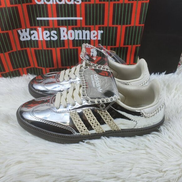 adidas Silver and Cream Athletic Sneakers - Picture 2 of 5